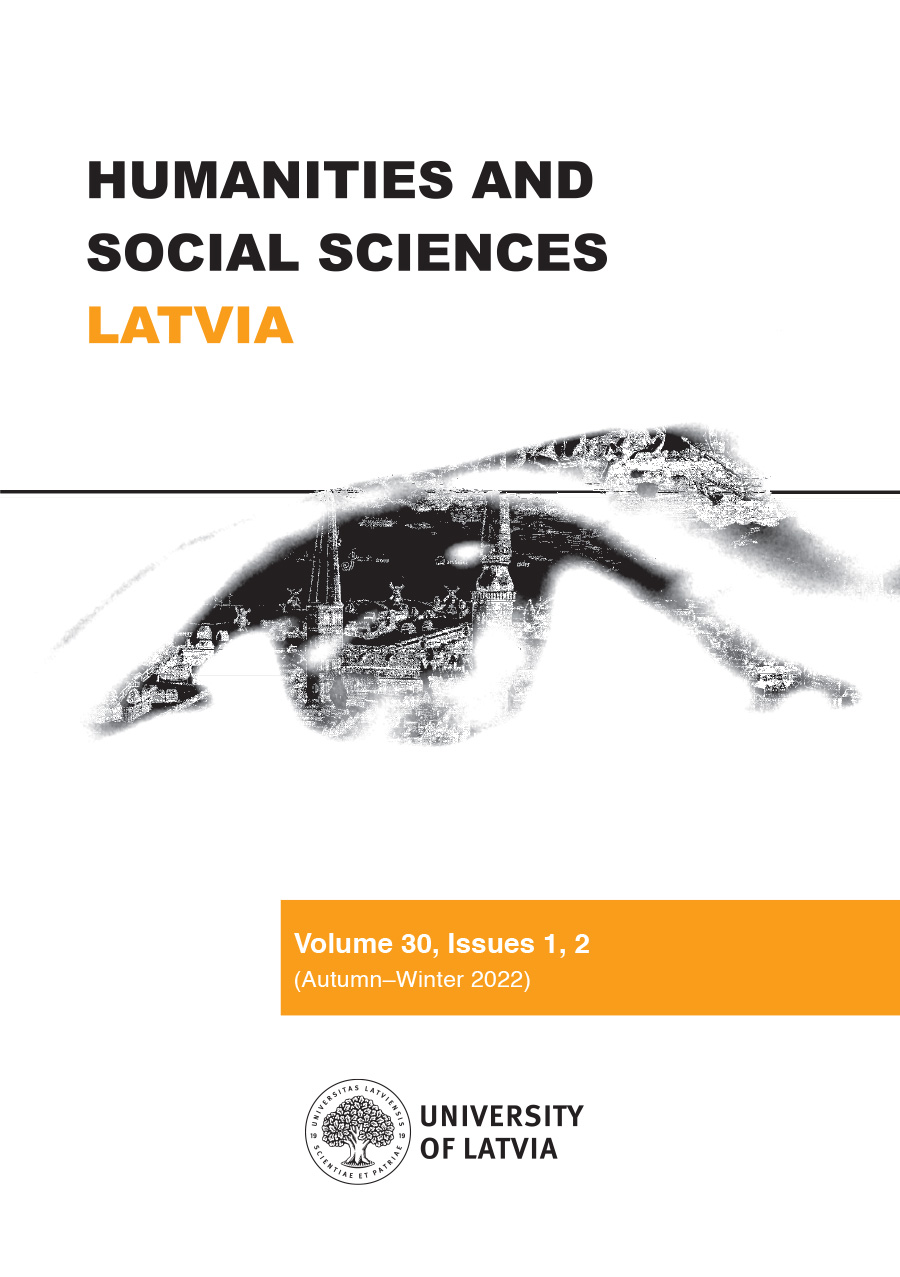 					View Vol. 30 No. 1, 2 (2022): Humanities and Social Sciences: Latvia (Autumn–Winter 2022)
				